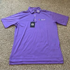 NWT FootJoy Solid Lisle Set-On Placket Violet NBC Sports Performance Golf Shirt